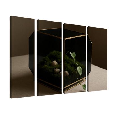 Smoked Glass Terrarium Coffee Table Centerpiece With Brass Framework wall decor