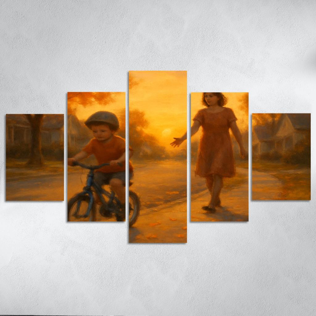 When She Let Go Of The Bicycle Seat custom paintings frame