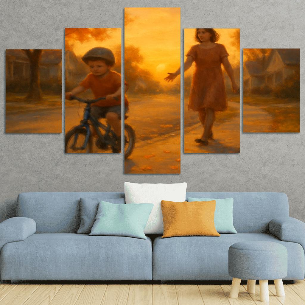 When She Let Go Of The Bicycle Seat custom paintings frame