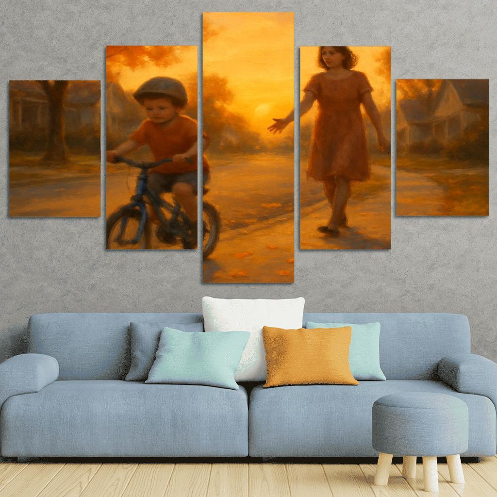 When She Let Go Of The Bicycle Seat custom paintings frame