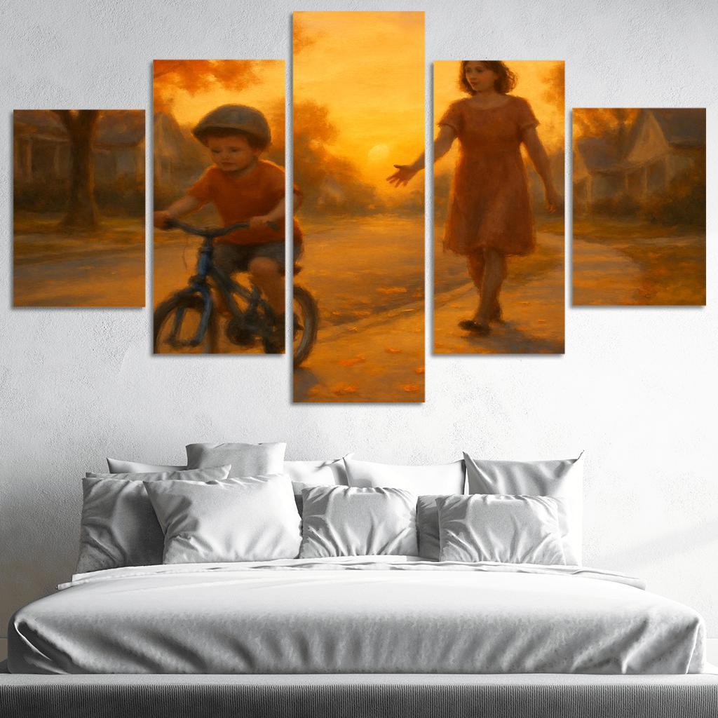 When She Let Go Of The Bicycle Seat custom paintings frame