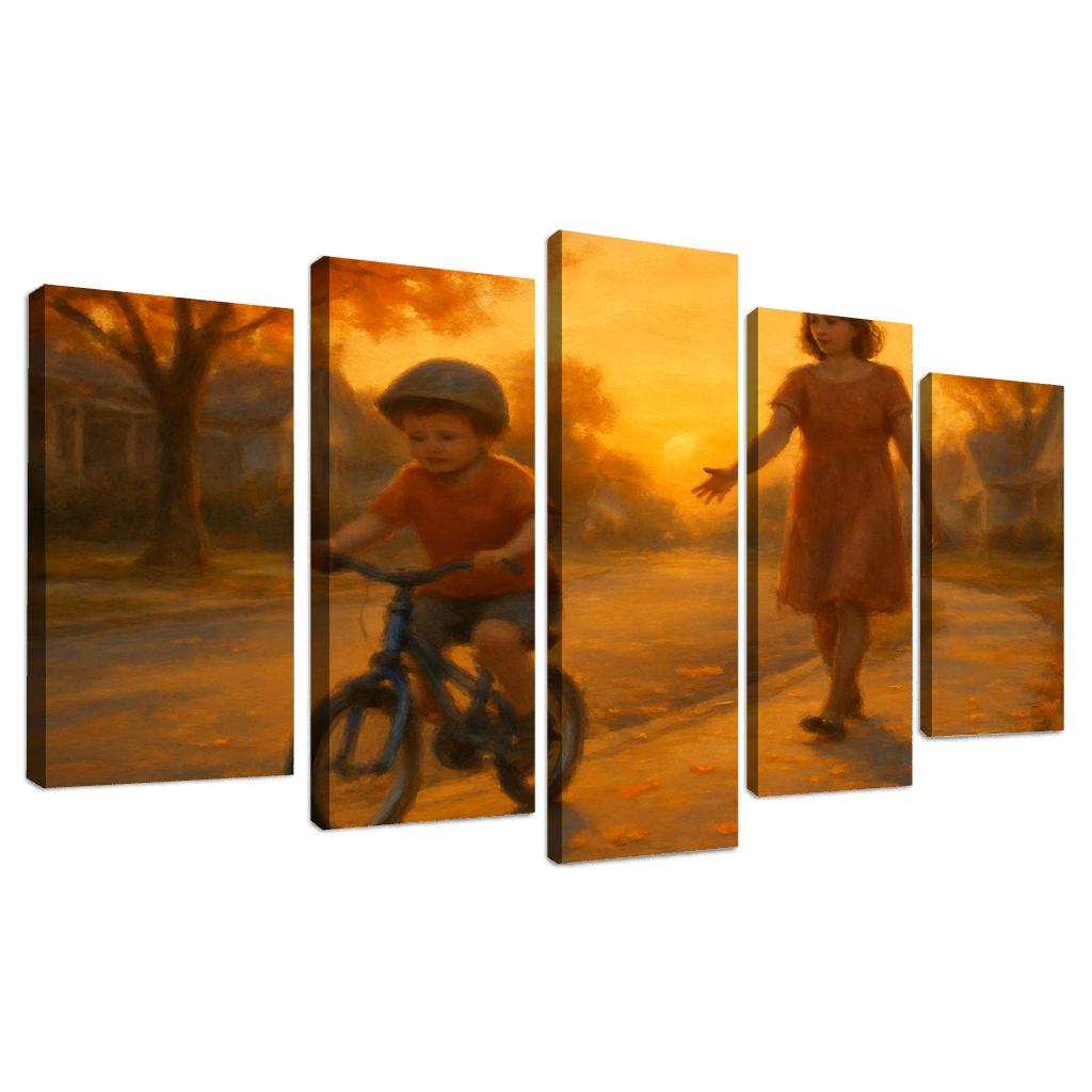 When She Let Go Of The Bicycle Seat custom paintings frame