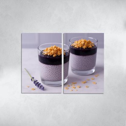 Blueberry Lavender Chia Panna Cotta With Honeyed Oat Crumble framed paintings