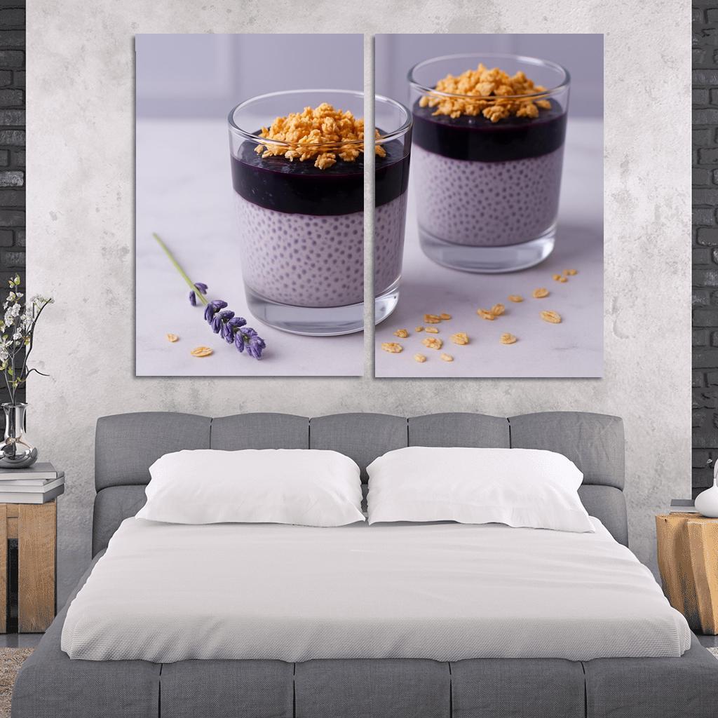 Blueberry Lavender Chia Panna Cotta With Honeyed Oat Crumble framed paintings