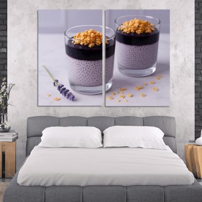 Blueberry Lavender Chia Panna Cotta With Honeyed Oat Crumble framed paintings