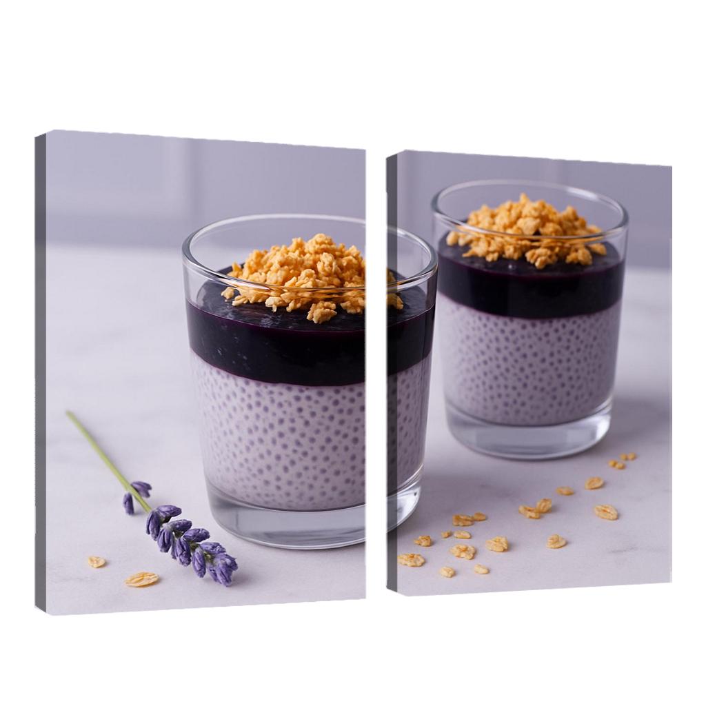 Blueberry Lavender Chia Panna Cotta With Honeyed Oat Crumble framed paintings