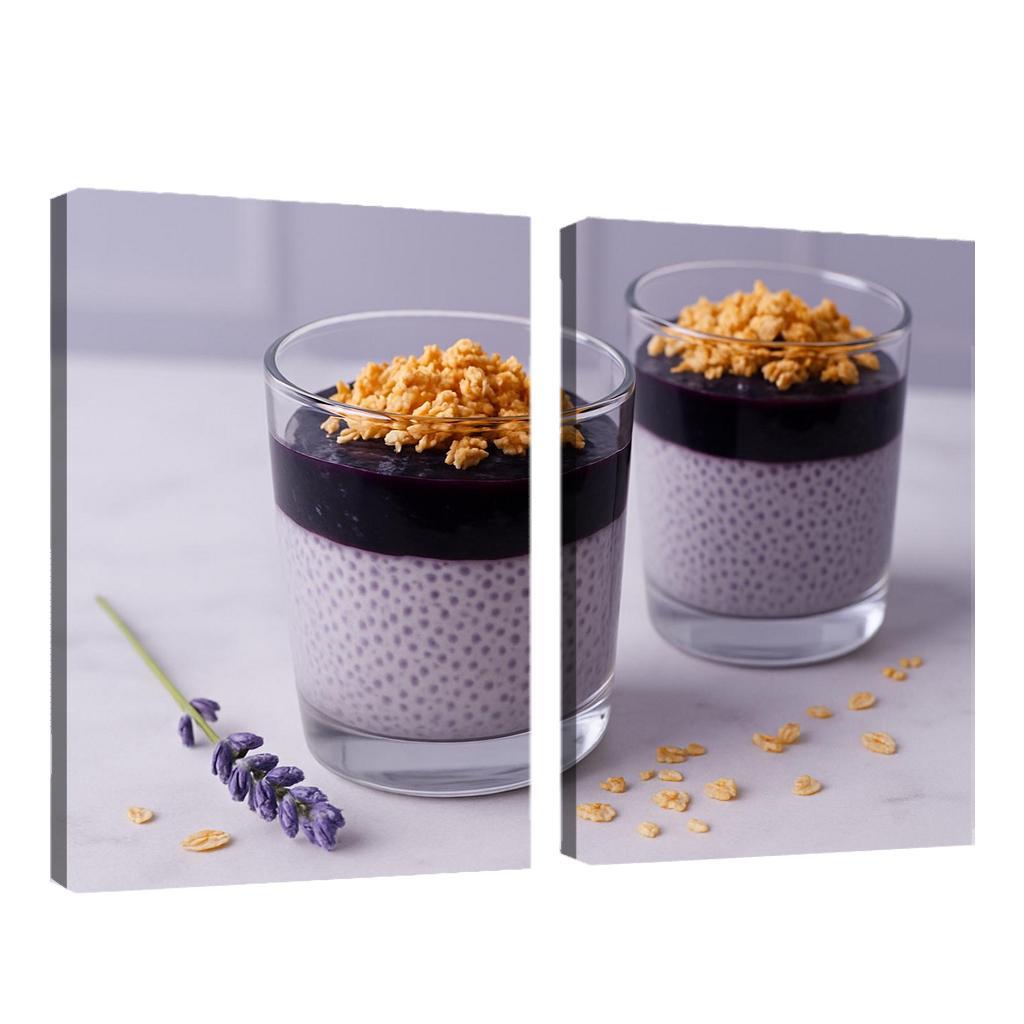 Blueberry Lavender Chia Panna Cotta With Honeyed Oat Crumble framed paintings