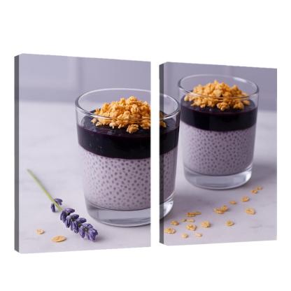 Blueberry Lavender Chia Panna Cotta With Honeyed Oat Crumble framed paintings