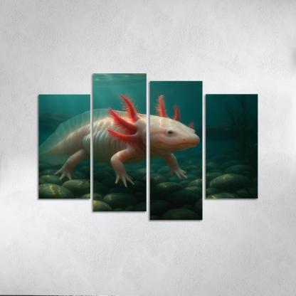 The Enigmatic Axolotl In A Crystal Clear Lake home decor
