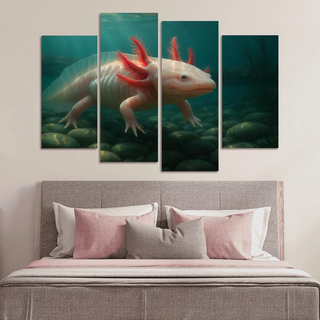 The Enigmatic Axolotl In A Crystal Clear Lake home decor