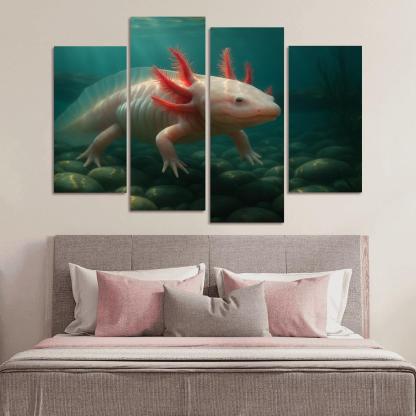 The Enigmatic Axolotl In A Crystal Clear Lake home decor