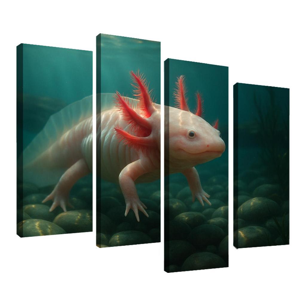 The Enigmatic Axolotl In A Crystal Clear Lake home decor