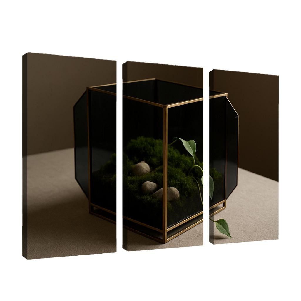 Smoked Glass Terrarium Coffee Table Centerpiece With Brass Framework wall decor