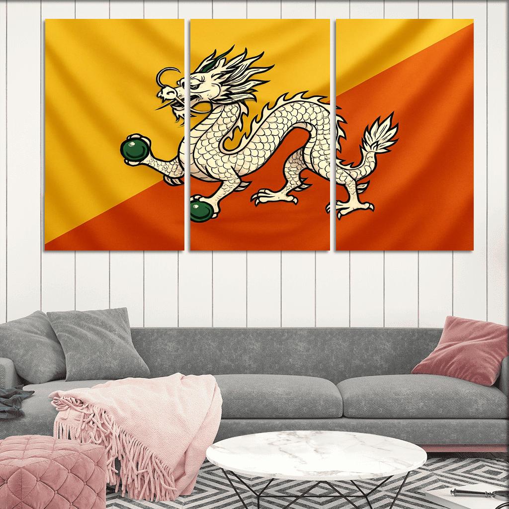 Thunder Dragon Splendor The Flag Of Bhutan framed paintings