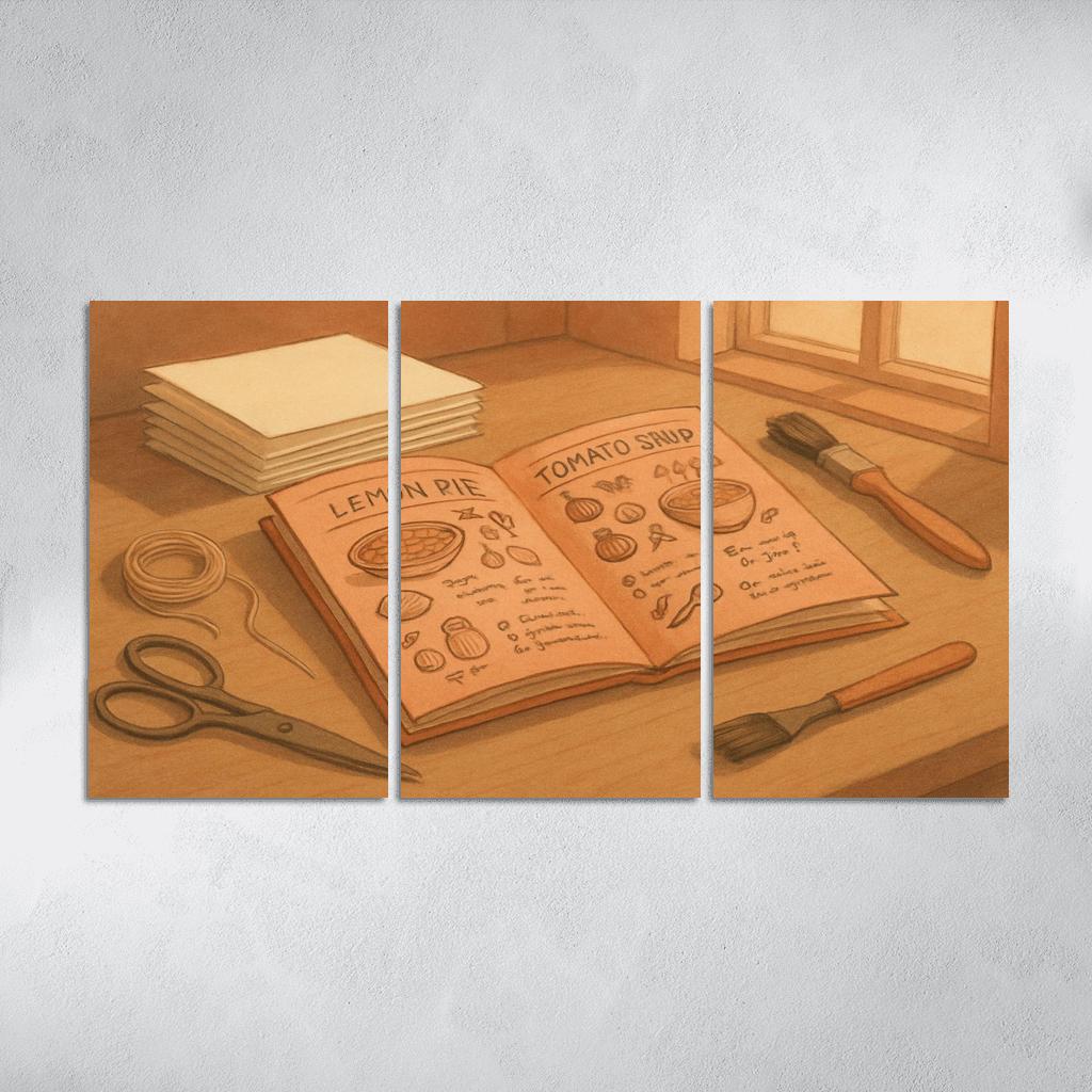 Hand Bound Mini Recipe Zine Making multi-panel paintings