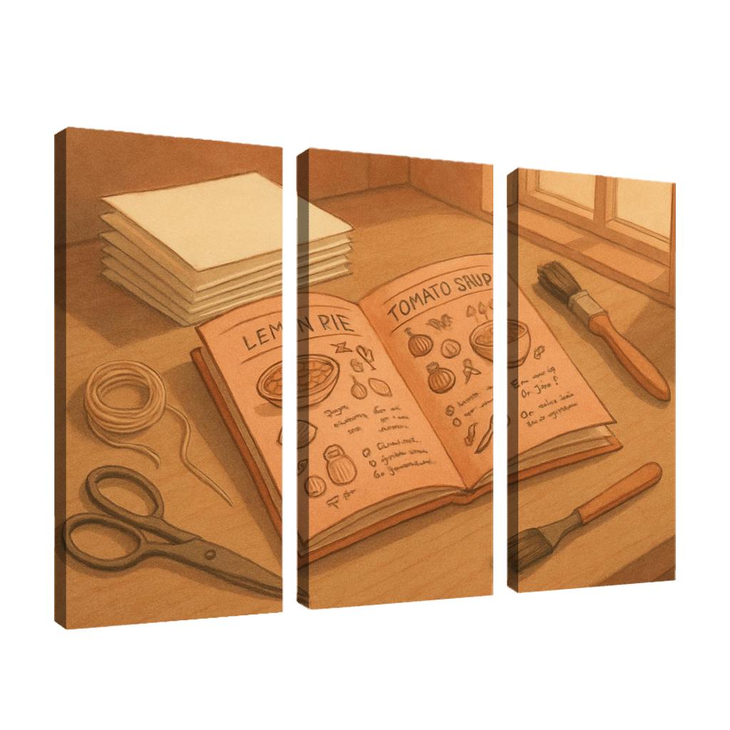 Hand Bound Mini Recipe Zine Making multi-panel paintings