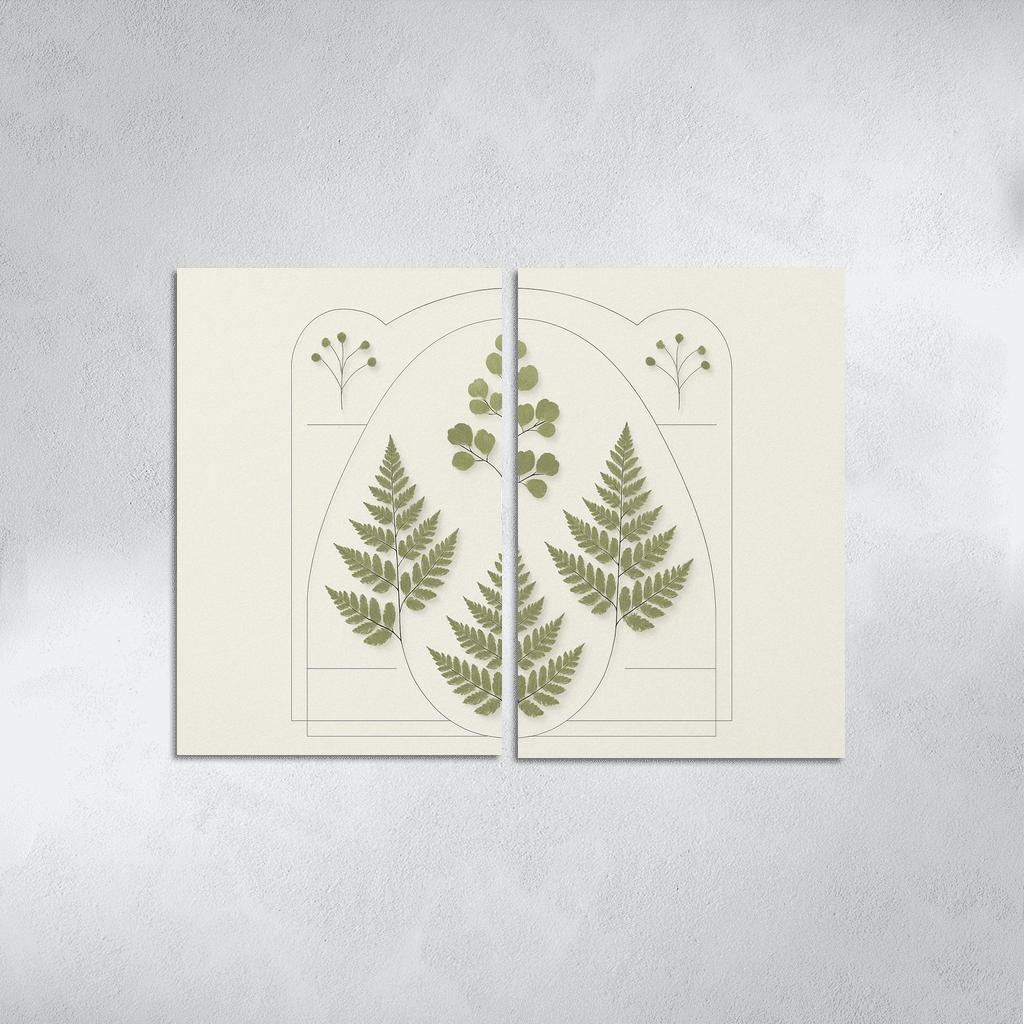 Pressed Fern Geometry Study oil paintings frame