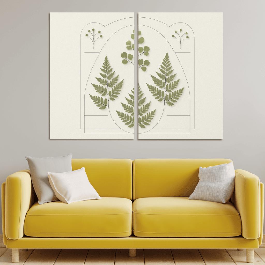 Pressed Fern Geometry Study oil paintings frame