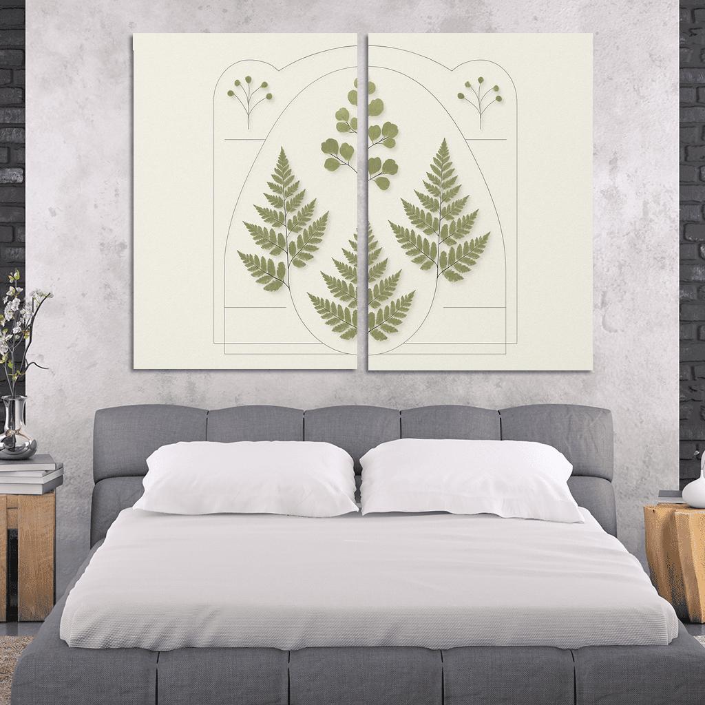 Pressed Fern Geometry Study oil paintings frame