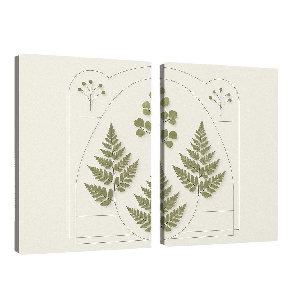 Pressed Fern Geometry Study oil paintings frame