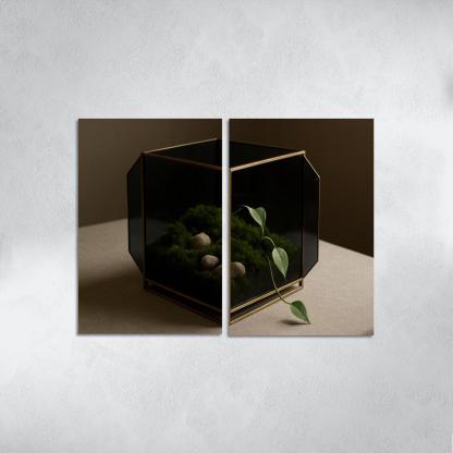 Smoked Glass Terrarium Coffee Table Centerpiece With Brass Framework wall decor