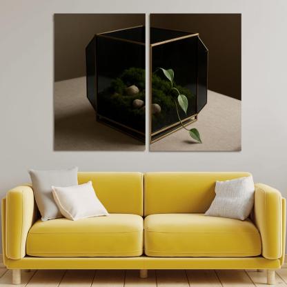 Smoked Glass Terrarium Coffee Table Centerpiece With Brass Framework wall decor