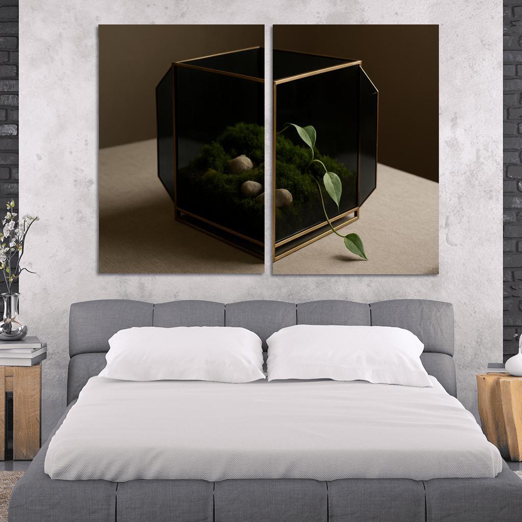 Smoked Glass Terrarium Coffee Table Centerpiece With Brass Framework wall decor