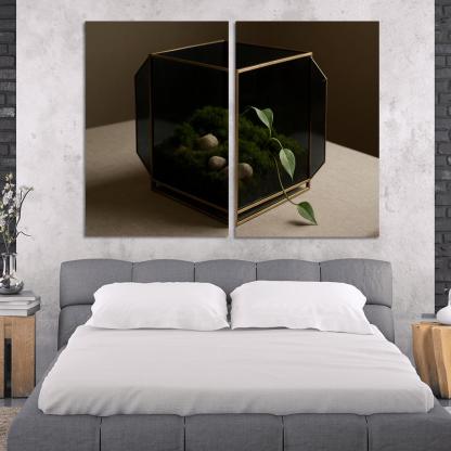 Smoked Glass Terrarium Coffee Table Centerpiece With Brass Framework wall decor