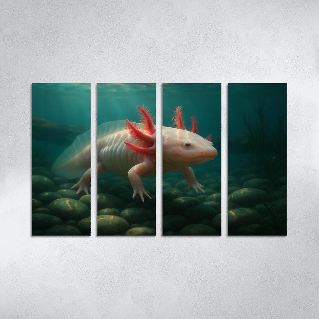 The Enigmatic Axolotl In A Crystal Clear Lake home decor