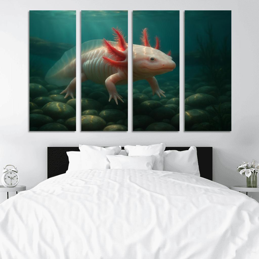 The Enigmatic Axolotl In A Crystal Clear Lake home decor