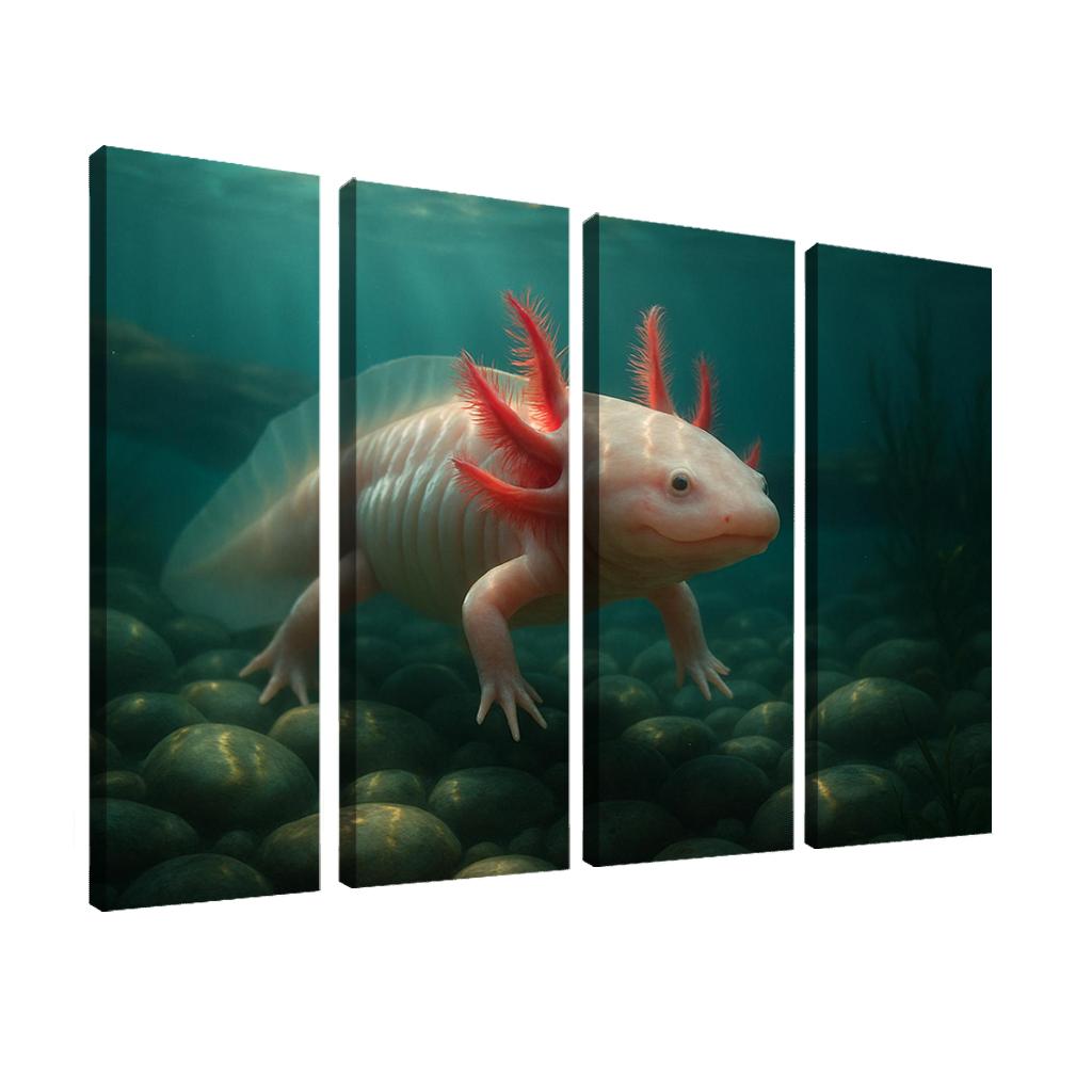 The Enigmatic Axolotl In A Crystal Clear Lake home decor