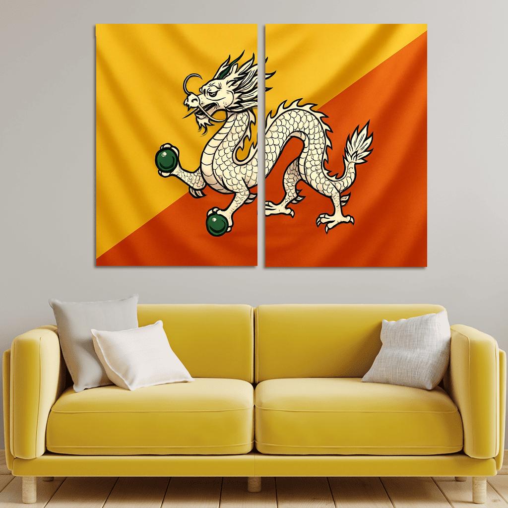 Thunder Dragon Splendor The Flag Of Bhutan framed paintings