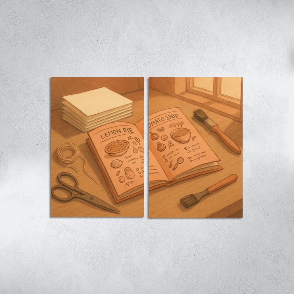 Hand Bound Mini Recipe Zine Making multi-panel paintings