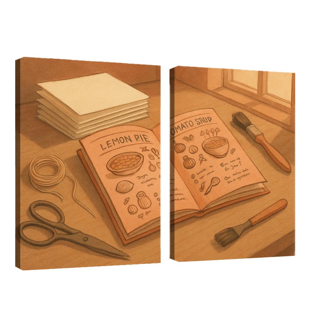 Hand Bound Mini Recipe Zine Making multi-panel paintings