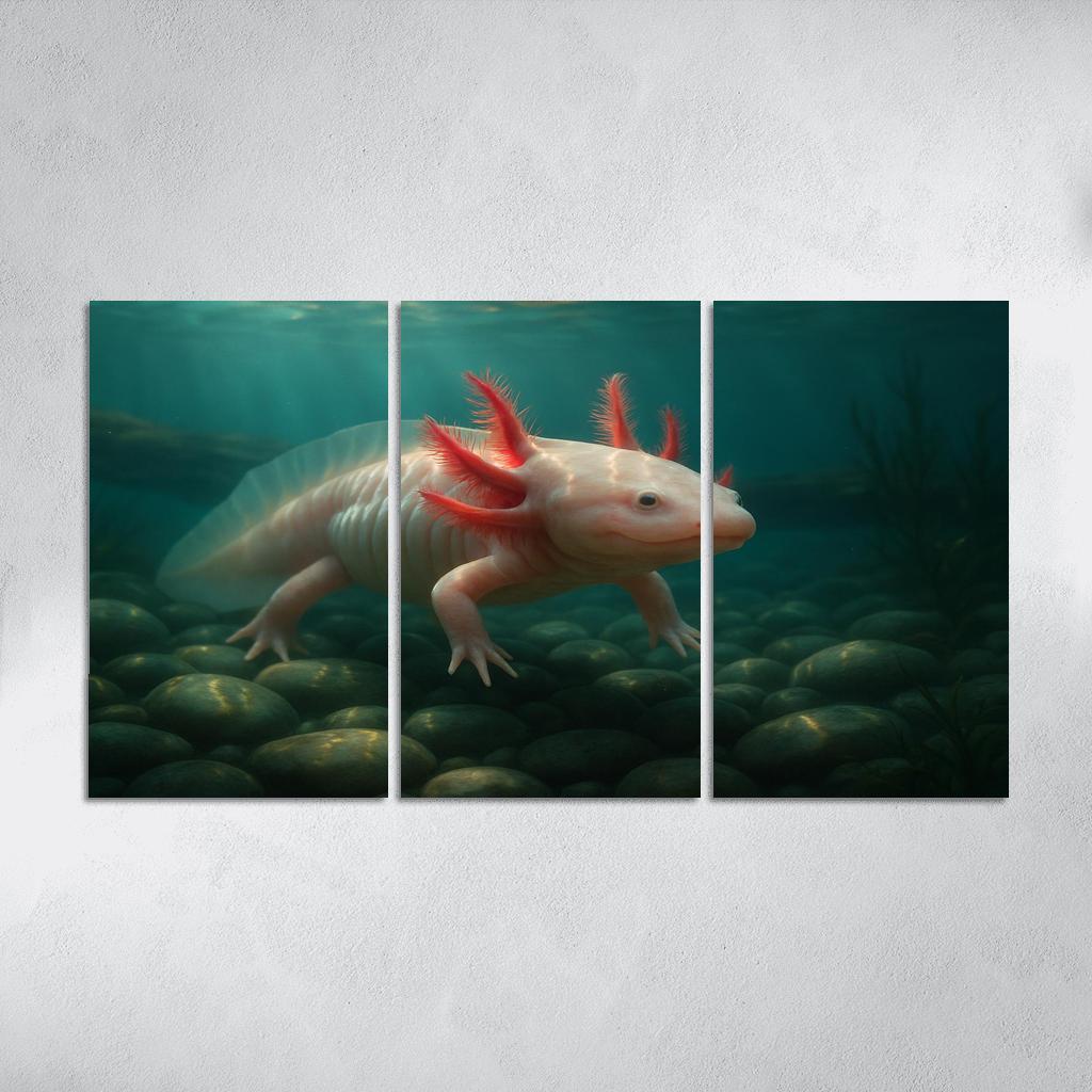 The Enigmatic Axolotl In A Crystal Clear Lake home decor
