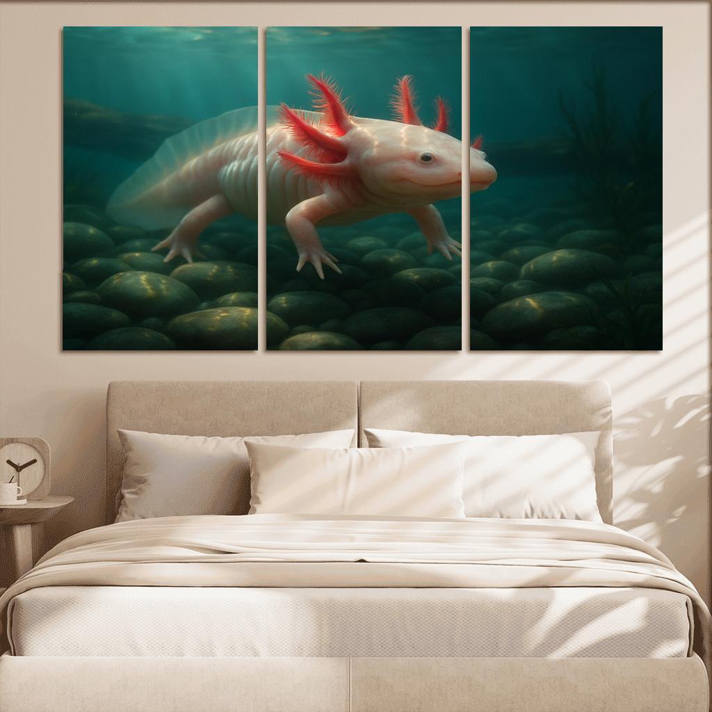 The Enigmatic Axolotl In A Crystal Clear Lake home decor