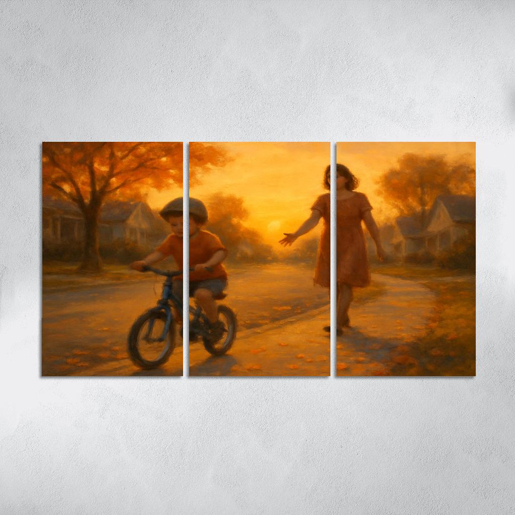 When She Let Go Of The Bicycle Seat custom paintings frame