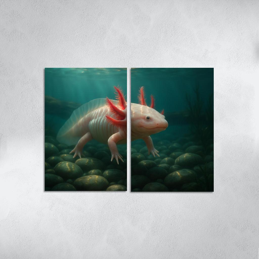 The Enigmatic Axolotl In A Crystal Clear Lake home decor