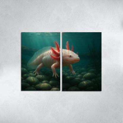 The Enigmatic Axolotl In A Crystal Clear Lake home decor