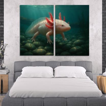 The Enigmatic Axolotl In A Crystal Clear Lake home decor