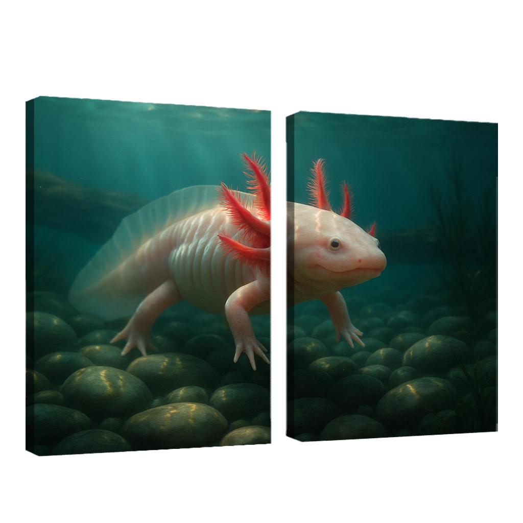 The Enigmatic Axolotl In A Crystal Clear Lake home decor