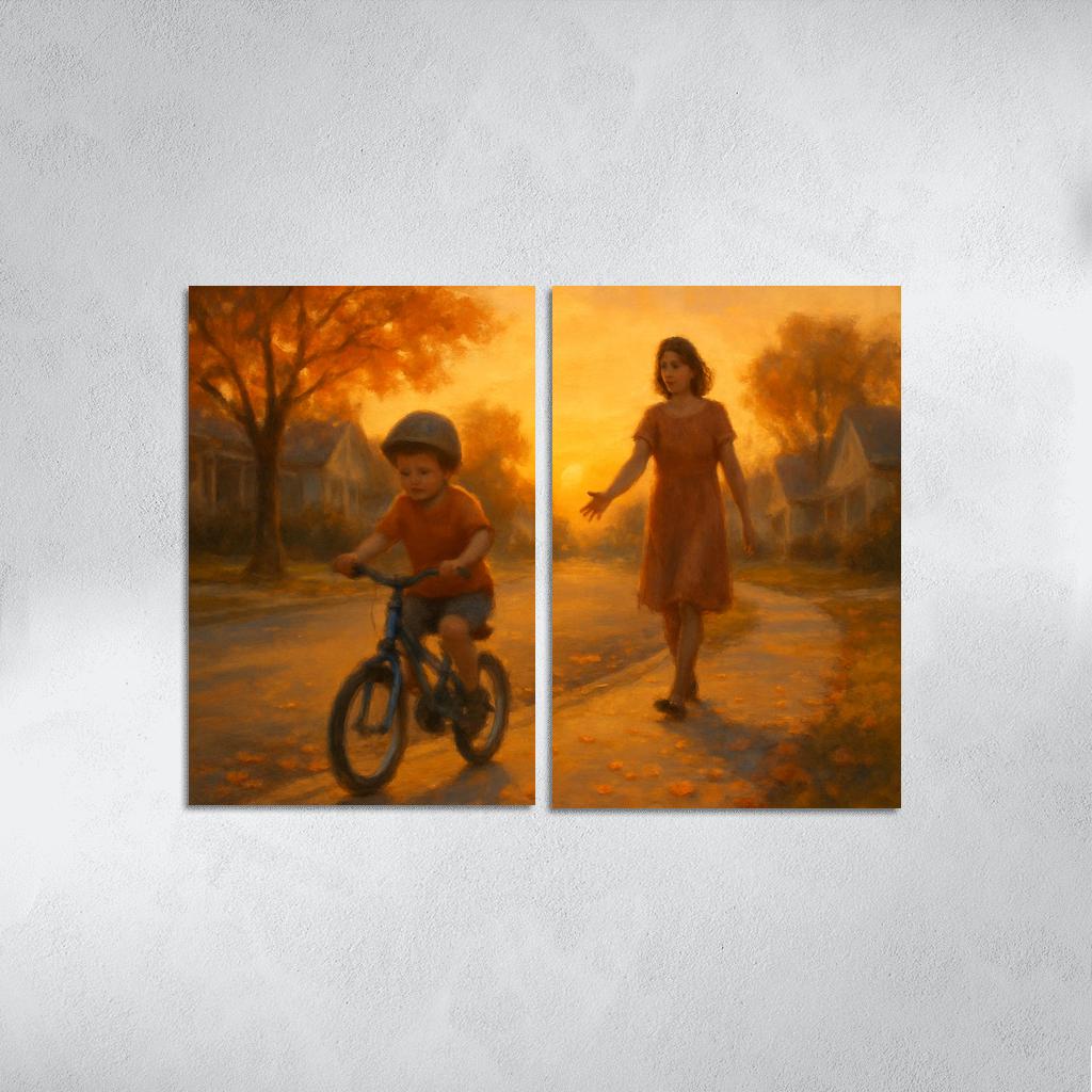 When She Let Go Of The Bicycle Seat custom paintings frame