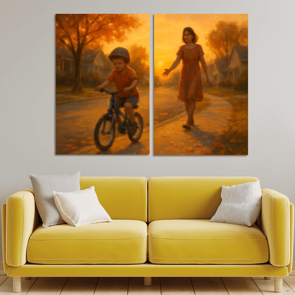 When She Let Go Of The Bicycle Seat custom paintings frame