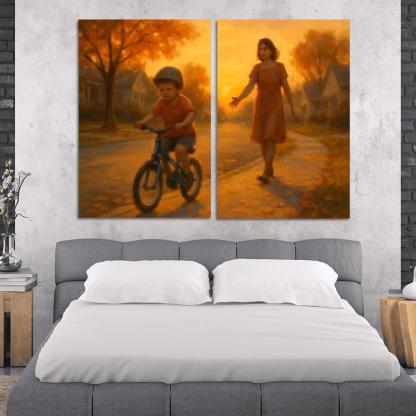 When She Let Go Of The Bicycle Seat custom paintings frame