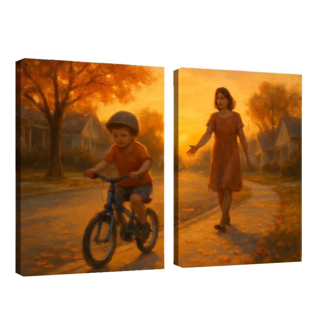 When She Let Go Of The Bicycle Seat custom paintings frame