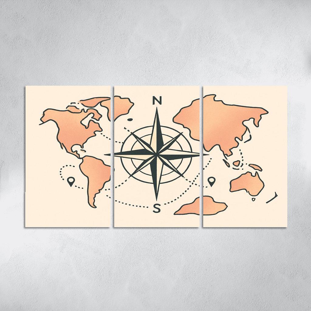 Compass Of Floating Continents custom paintings frame