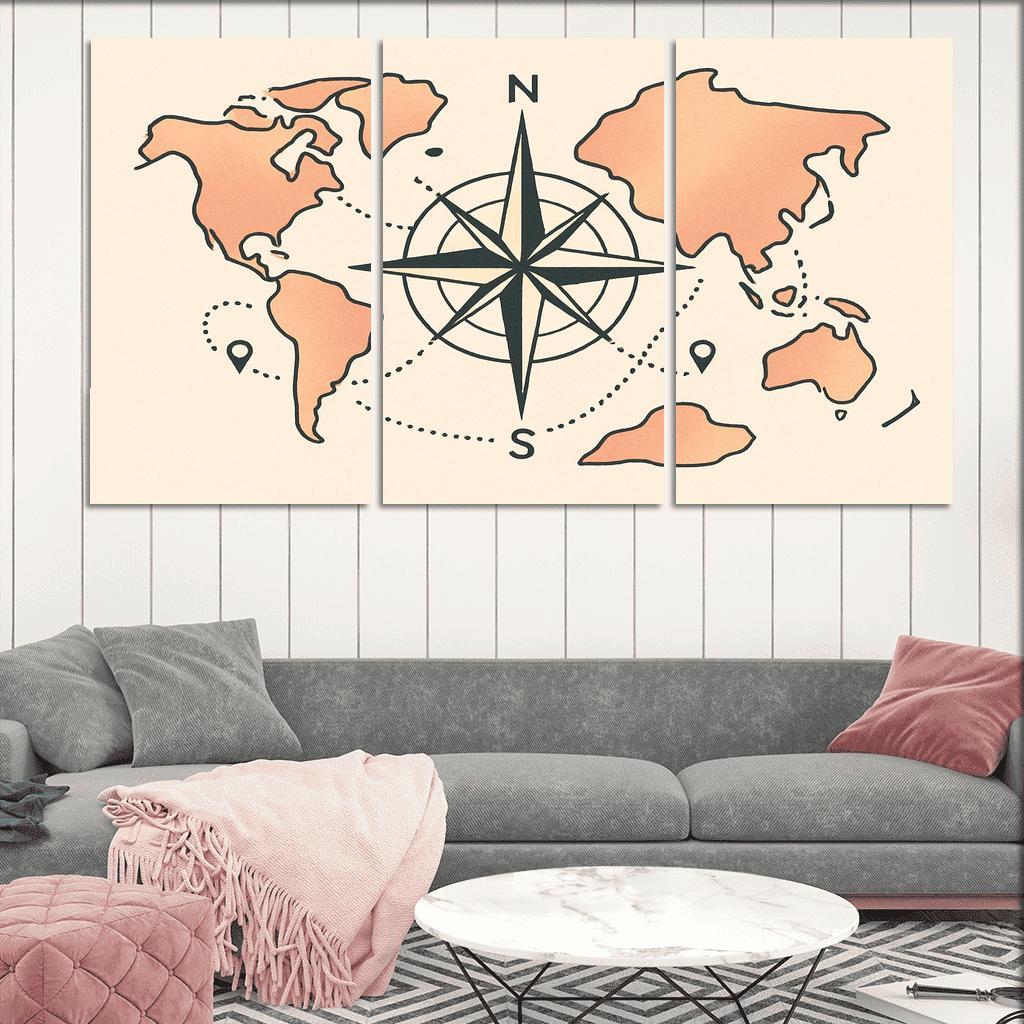 Compass Of Floating Continents custom paintings frame