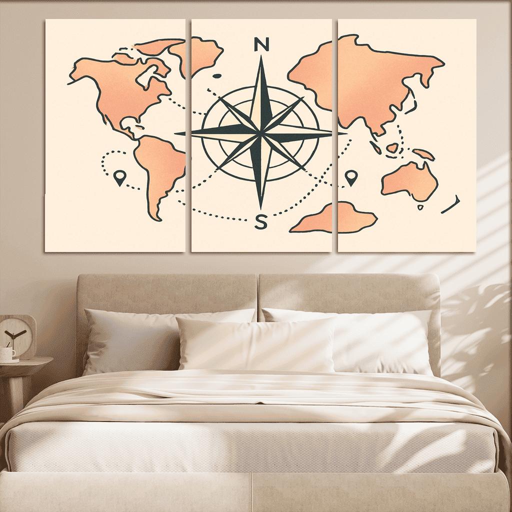 Compass Of Floating Continents custom paintings frame