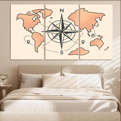 Compass Of Floating Continents custom paintings frame