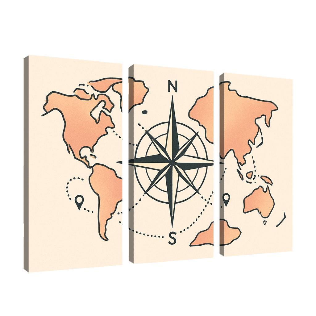 Compass Of Floating Continents custom paintings frame